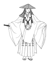 A coloring page of japanese clothing